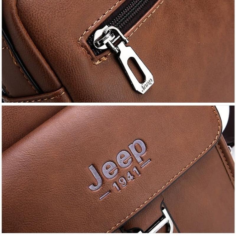 Bolsa Masculina de Couro Jeep Transversal Impermeável - Slim Bag